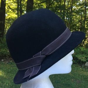 ANTHROPOLOGIE Black Wool “Solitary Cloche” Hat
